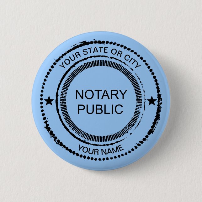 Notary Public Distressed Seal City Name Customized Button (Front)
