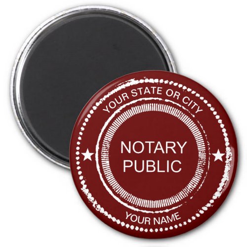Notary Public Distressed Seal City Name Customized Magnet