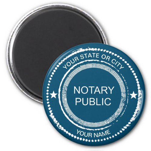 Notary Public Distressed Seal City Name Customized Round Magnet