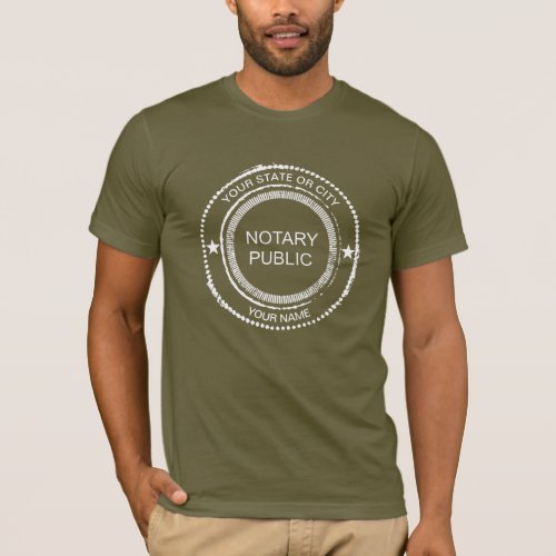 Notary Public Distressed Seal City Plus Name Customized T-Shirt