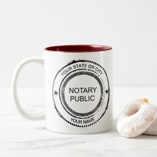 Notary Public Distressed Seal City Name Customized Two-Tone Coffee Mug