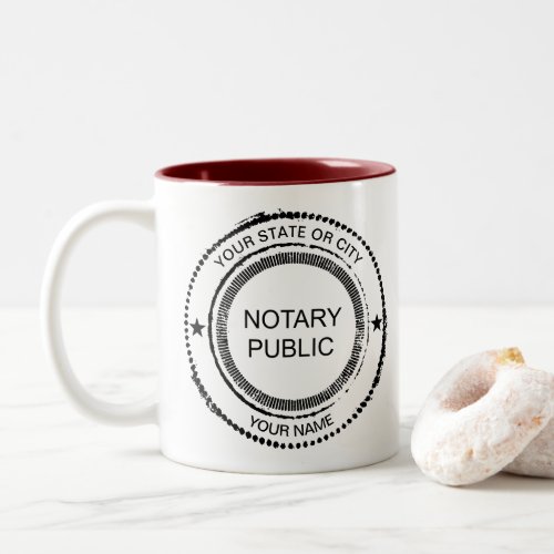 Notary Public Distressed Seal City and Name Customized Two-Tone Coffee Mug