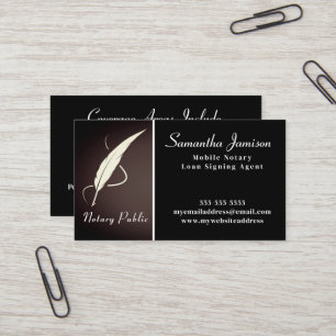 Notary Public Elegant Classic Quill Professional  Business Card