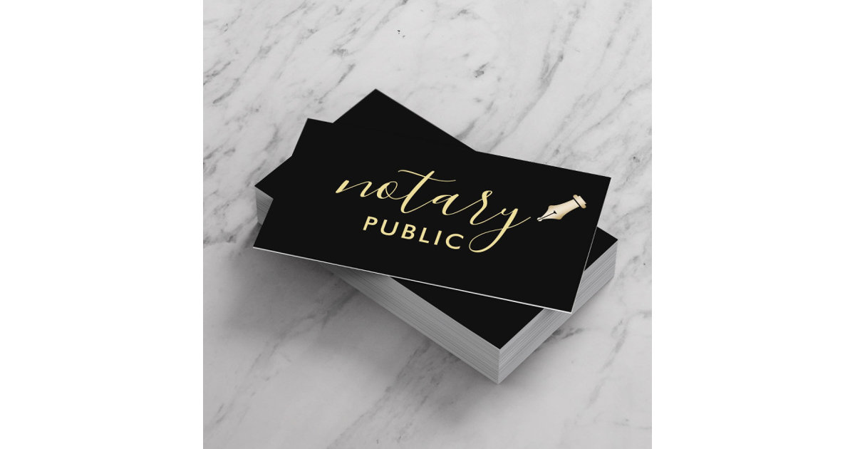 Notary Public Elegant Script Plain Black Business Card Zazzle