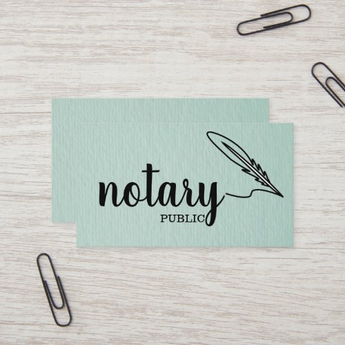 Notary Public Elegant Script Plain Black   White Business Card