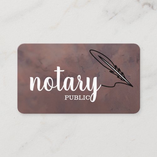 Notary Public Elegant Script Plain Black   White Business Card