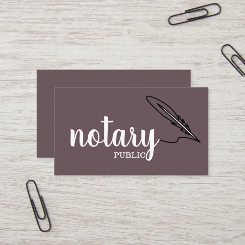 Notary Public Elegant Script Plain Black   White Business Card