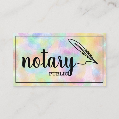 Notary Public Elegant Script Plain Black   White  Business Card