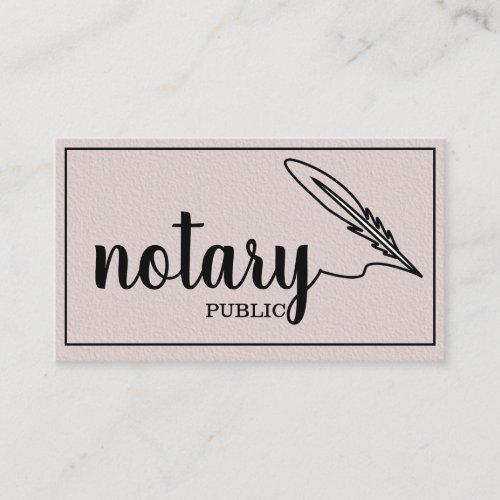 Notary Public Elegant Script Plain Black   White  Business Card