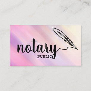Notary Public Elegant Script Plain Black &  White  Business Card