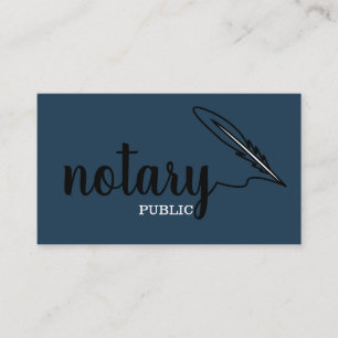 Notary Public Elegant Script Plain Black &  White Business Card