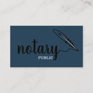 Notary Public Elegant Script Plain Black &  White Business Card