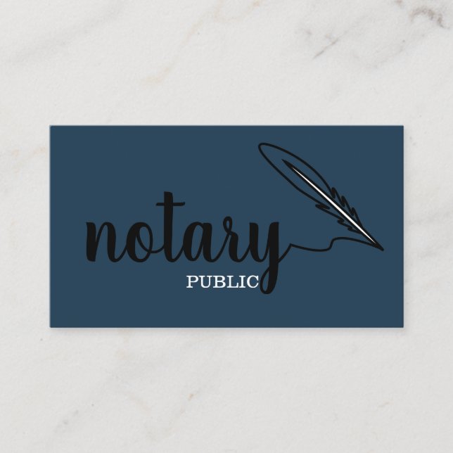 Notary Public Elegant Script Plain Black &  White Business Card (Front)