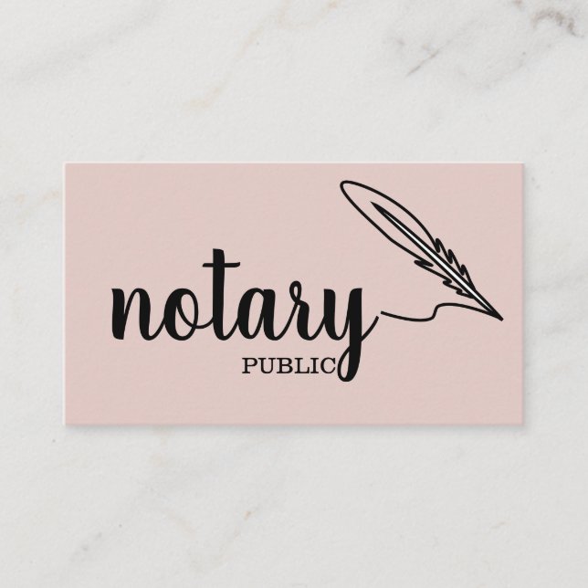 Notary Public Elegant Script Plain Black &  White Business Card (Front)