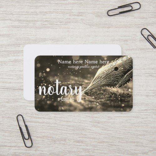 Notary Public Elegant Script Plain Business Card