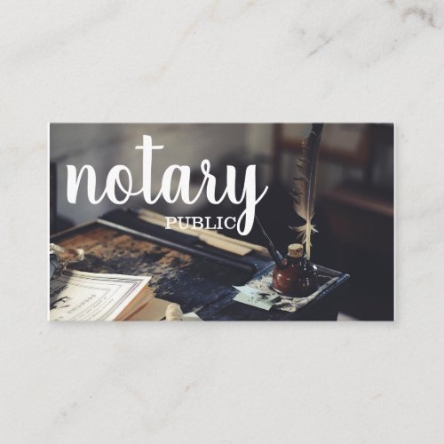 Notary Public Elegant Script Plain Business Card