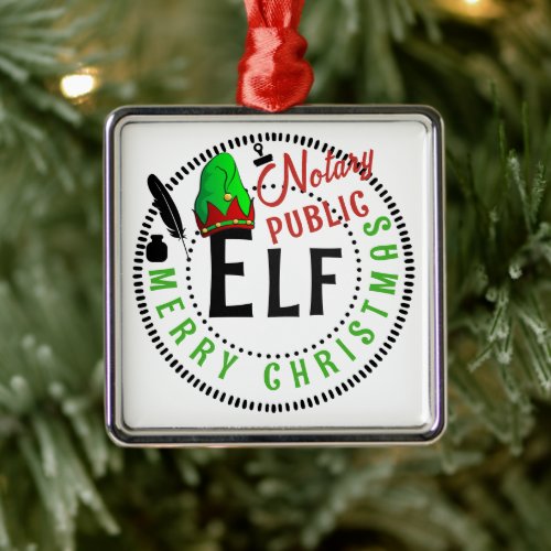 Notary Public Elf Christmas Metal Ornament