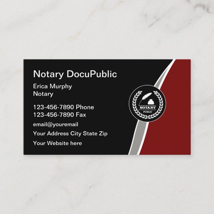 Notary Public Emblem Business Card Design