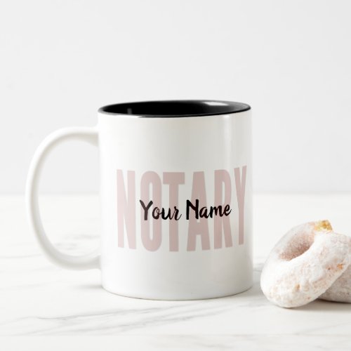 Notary Public Faded Red Big Font Customized Two_Tone Coffee Mug