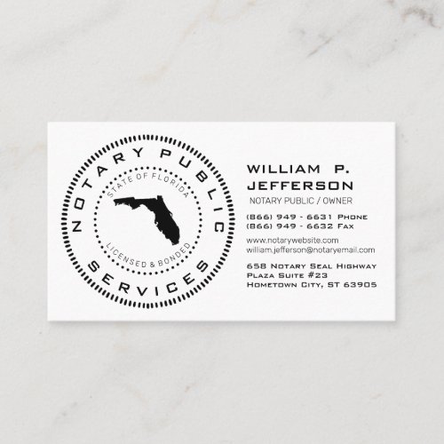 Notary Public Florida Business Card