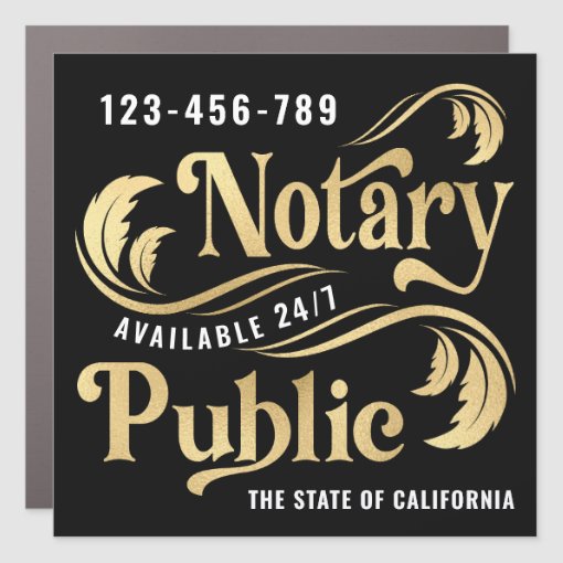 Notary Public Gold & Black Car Zazzle