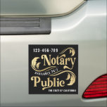 Notary Public Gold & Black Car Magnet<br><div class="desc">Elegant Notary Public Car Magnet. Design features typography script '' Notary Public'' and your contact details.</div>