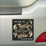 Notary Public Gold & Black Car Magnet<br><div class="desc">Elegant Notary Public Car Magnet. Design features typography script '' Notary Public'' and your contact details.</div>