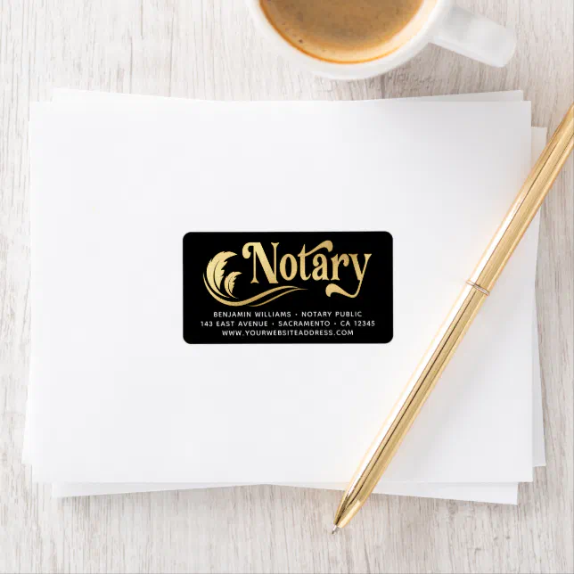 Notary Public Gold & Black Typography Label | Zazzle