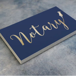 Notary Public Gold & Navy Blue Professional Business Card