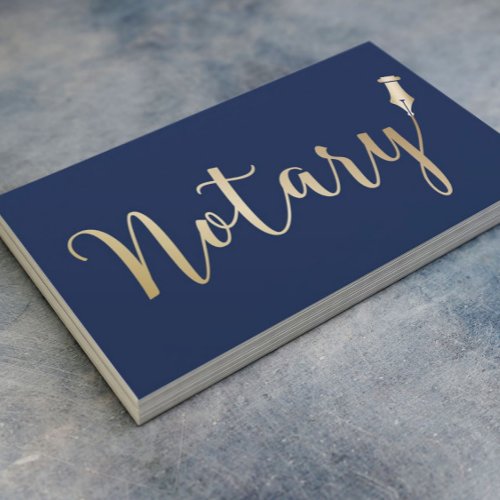 Notary Public Gold  Navy Blue Professional Business Card