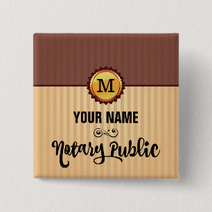 Notary Public Gold Seal Monogram Name Customized Button