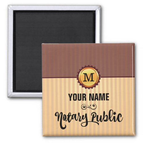 Notary Public Gold Seal Monogram Name Customized Square Magnet