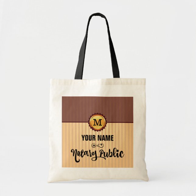 Notary Public Gold Seal Monogram Name Customized Tote Bag (Front)