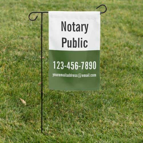 Notary Public Green and White Business Template Garden Flag