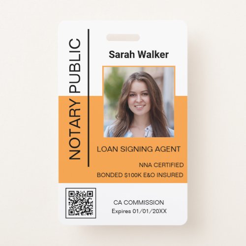 Notary Public ID photo office worker yellow Badge