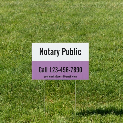Notary Public Lavender White Promotional Template Sign