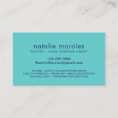 Notary Public Loan Agent Modern Navy & Teal Business Card (Back)
