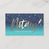 Notary Public Loan Agent Modern Navy & Teal Business Card (Front)