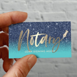 Notary Public Loan Agent Modern Navy & Teal Business Card