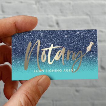 Notary Public Loan Agent Modern Navy & Teal Business Card by cardfactory at Zazzle