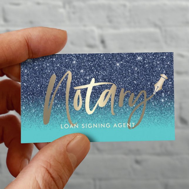 Notary Public Loan Agent Modern Navy & Teal Business Card