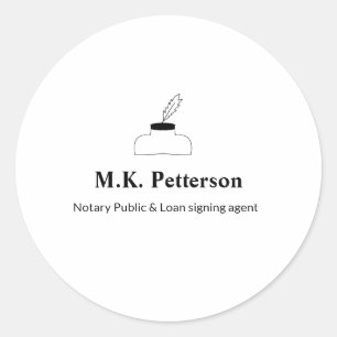 notary public loan signing agent add name address classic round sticker