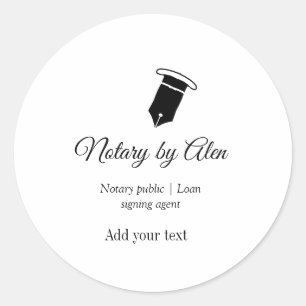 Notary public Loan signing agent add name address Classic Round Sticker