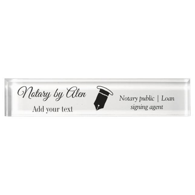 Notary public Loan signing agent add name address  Desk Name Plate (Front)