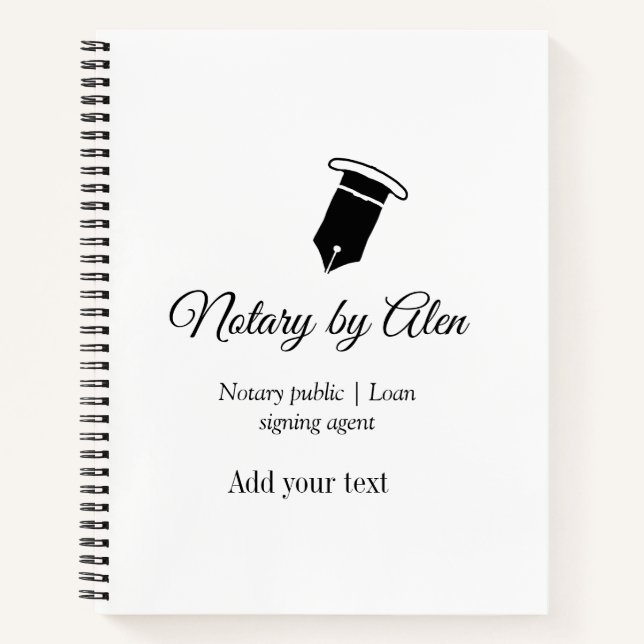 Notary public Loan signing agent add name address  Notebook (Front)