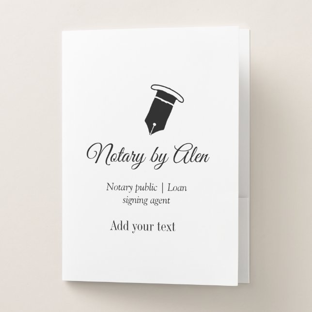 Notary public Loan signing agent add name address  Pocket Folder (Front)