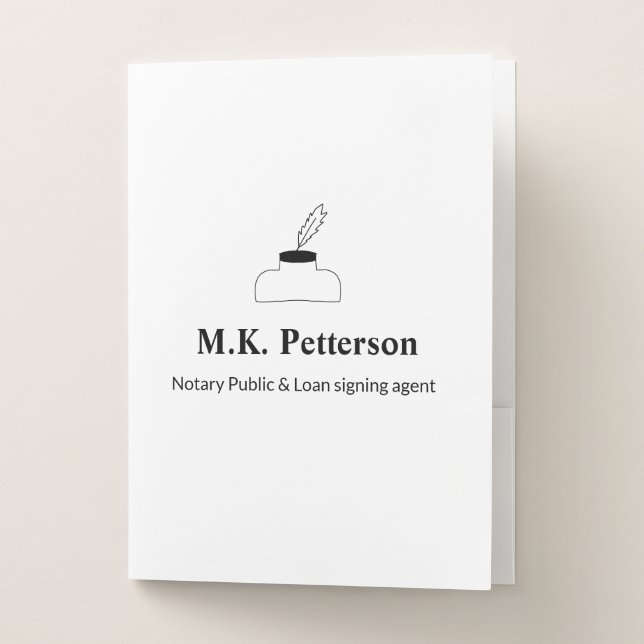 notary public loan signing agent add name address  pocket folder (Front)