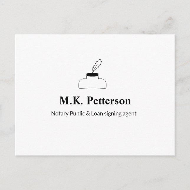 notary public loan signing agent add name address  postcard (Front)
