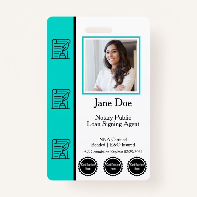 Notary Public Loan Signing Agent Badge with QR (Front)