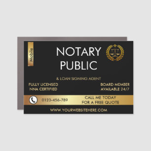 Notary Public Loan Signing Agent Black & Gold Car Magnet